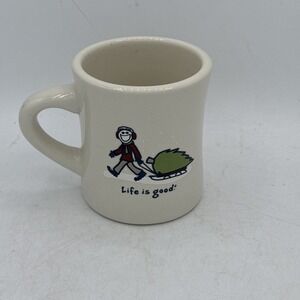 Life is Good Jake Christmas Tree on Sled Mug Coffee Tea Cup Ceramic‎